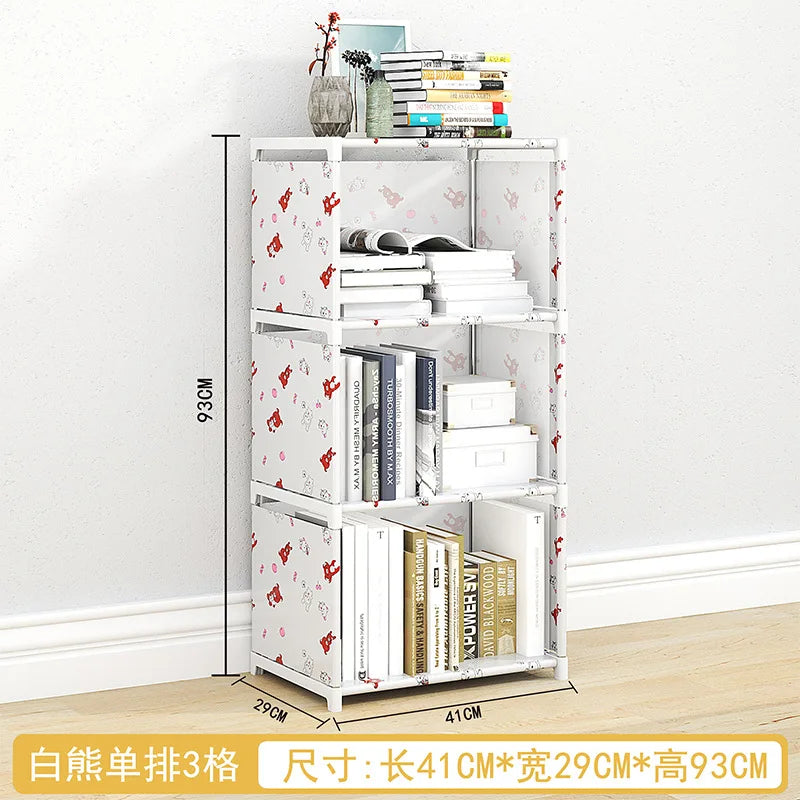 Estantería Simple de pie para el hogar, estante de almacenamiento de escritorio, estante de libros para niños, Combinación libre de múltiples capas
