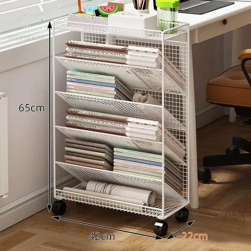 Children's Bookcases Floor Shelves Desk Side Simple Children's Movable Wheeled Book Storage Bookshelves Children's Furniture R