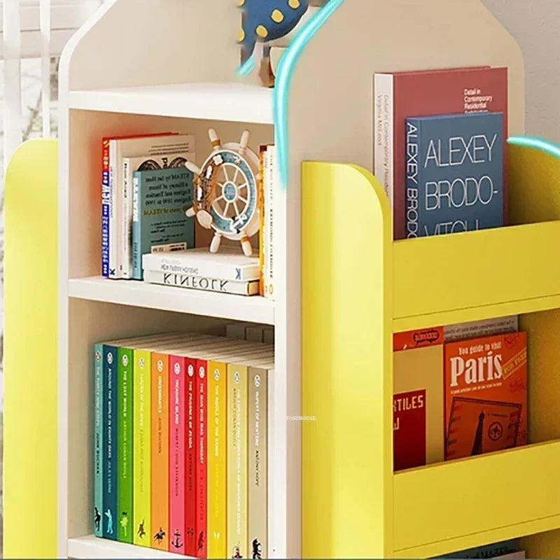 Rotating 360 Degree Bookshelves Simple Children's Bookcases Floor Baby Toy Shelf Corner Reading Bookshelf Children's Furniture K