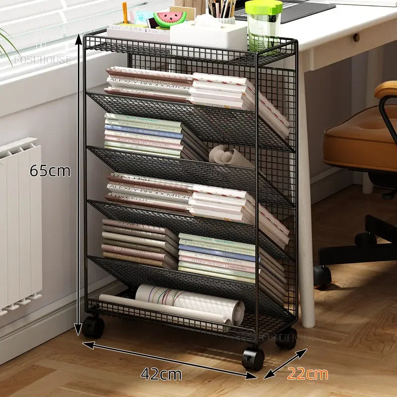 Children's Bookcases Floor Shelves Desk Side Simple Children's Movable Wheeled Book Storage Bookshelves Children's Furniture R