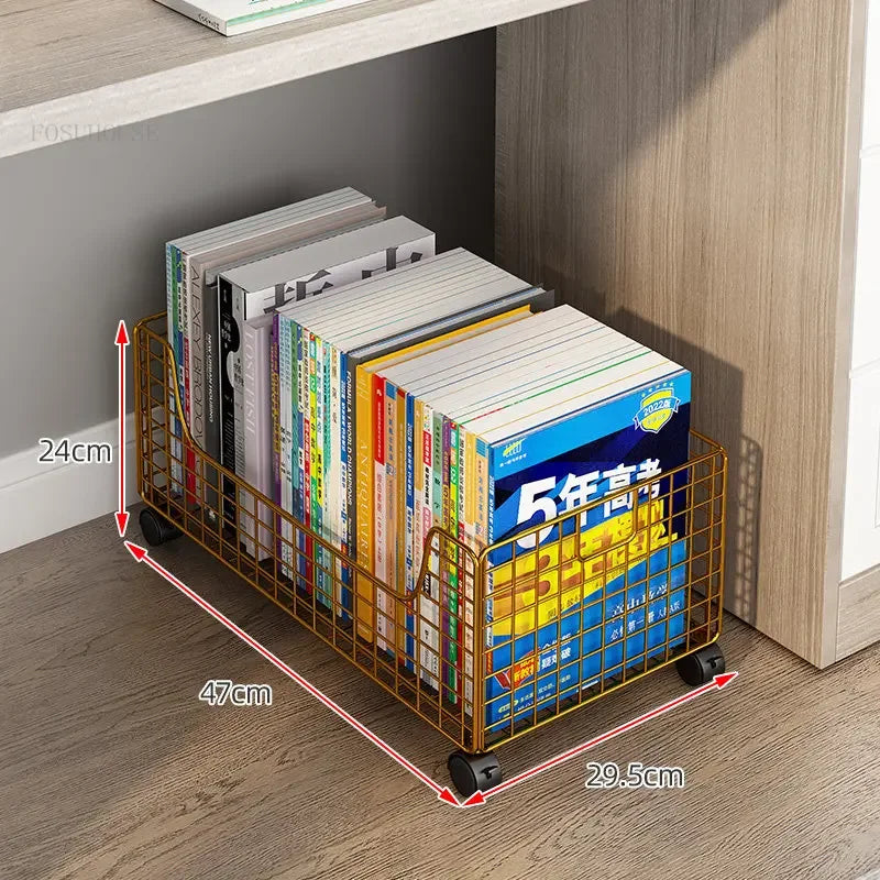 Children's Bookcases Floor Shelves Desk Side Simple Children's Movable Wheeled Book Storage Bookshelves Children's Furniture R