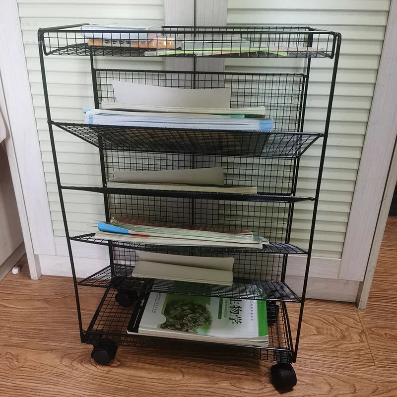 Children's Bookcases Floor Shelves Desk Side Simple Children's Movable Wheeled Book Storage Bookshelves Children's Furniture R