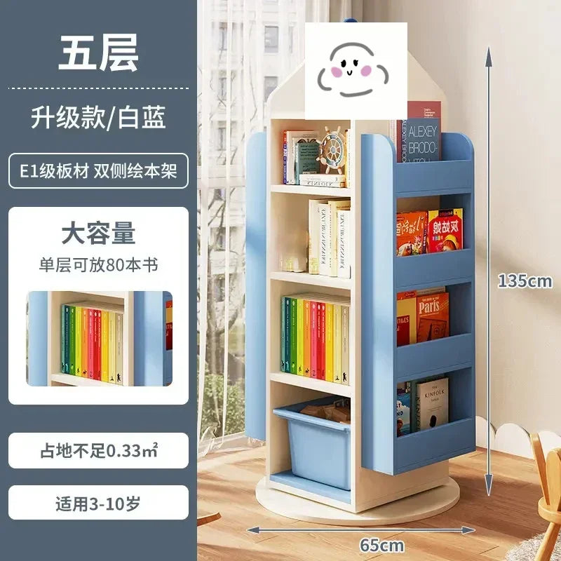 Rotating 360 Degree Bookshelves Simple Children's Bookcases Floor Baby Toy Shelf Corner Reading Bookshelf Children's Furniture K