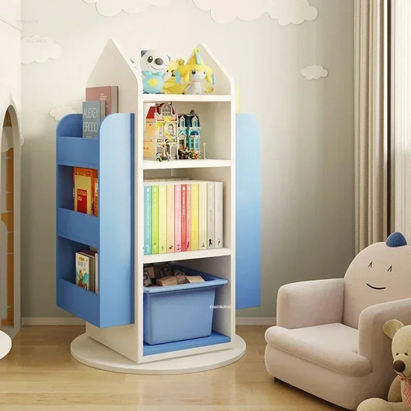 Rotating 360 Degree Bookshelves Simple Children's Bookcases Floor Baby Toy Shelf Corner Reading Bookshelf Children's Furniture K