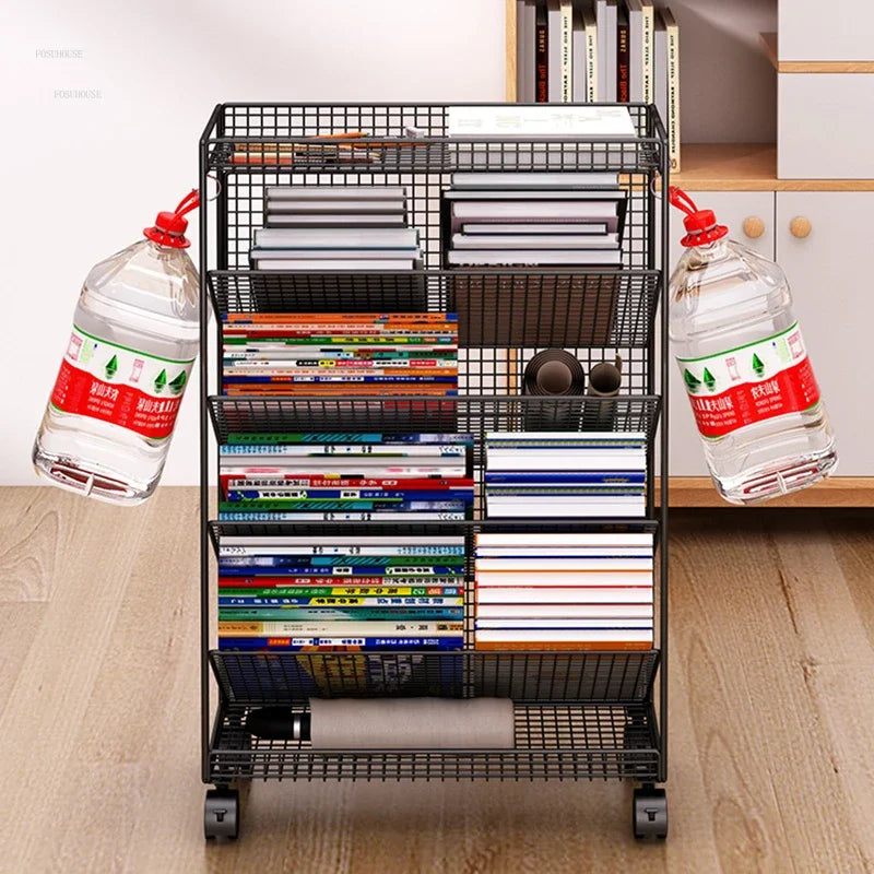 Children's Bookcases Floor Shelves Desk Side Simple Children's Movable Wheeled Book Storage Bookshelves Children's Furniture R