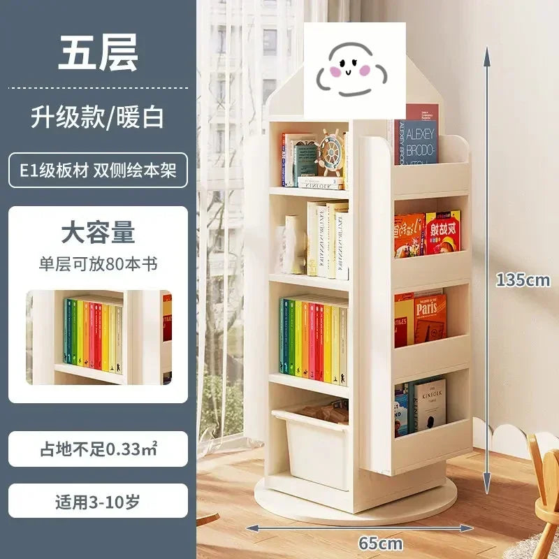 Rotating 360 Degree Bookshelves Simple Children's Bookcases Floor Baby Toy Shelf Corner Reading Bookshelf Children's Furniture K