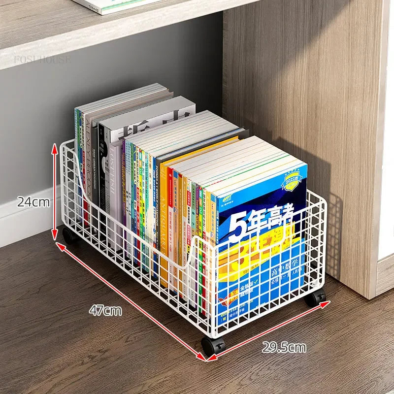 Children's Bookcases Floor Shelves Desk Side Simple Children's Movable Wheeled Book Storage Bookshelves Children's Furniture R
