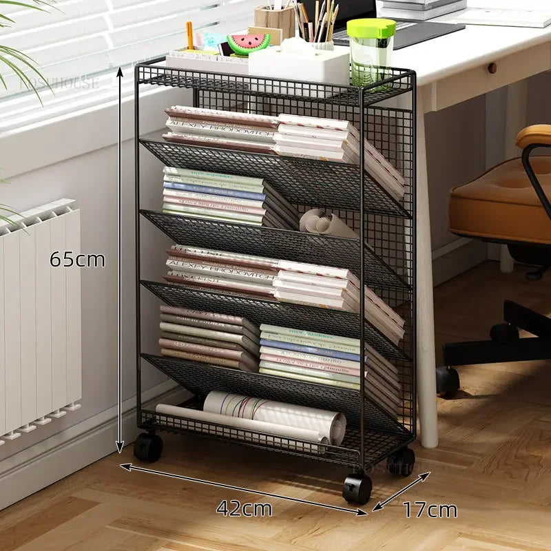 Children's Bookcases Floor Shelves Desk Side Simple Children's Movable Wheeled Book Storage Bookshelves Children's Furniture R