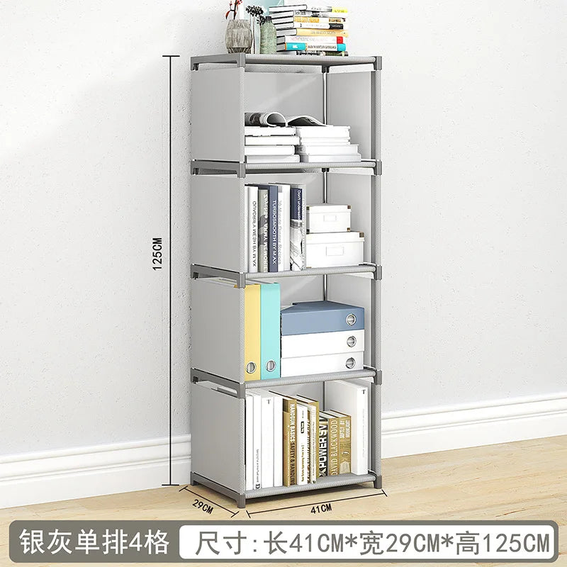 Estantería Simple de pie para el hogar, estante de almacenamiento de escritorio, estante de libros para niños, Combinación libre de múltiples capas