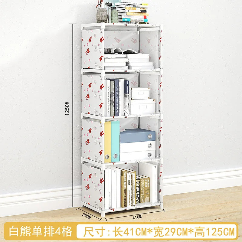 Estantería Simple de pie para el hogar, estante de almacenamiento de escritorio, estante de libros para niños, Combinación libre de múltiples capas