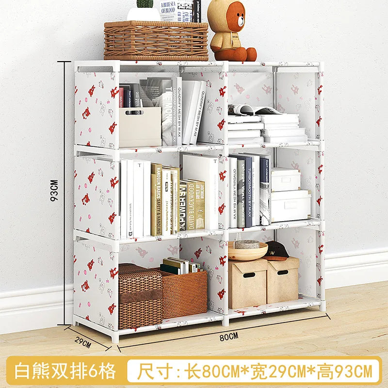 Estantería Simple de pie para el hogar, estante de almacenamiento de escritorio, estante de libros para niños, Combinación libre de múltiples capas