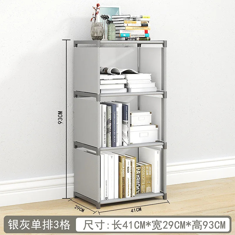 Estantería Simple de pie para el hogar, estante de almacenamiento de escritorio, estante de libros para niños, Combinación libre de múltiples capas