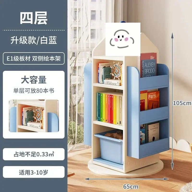 Rotating 360 Degree Bookshelves Simple Children's Bookcases Floor Baby Toy Shelf Corner Reading Bookshelf Children's Furniture K
