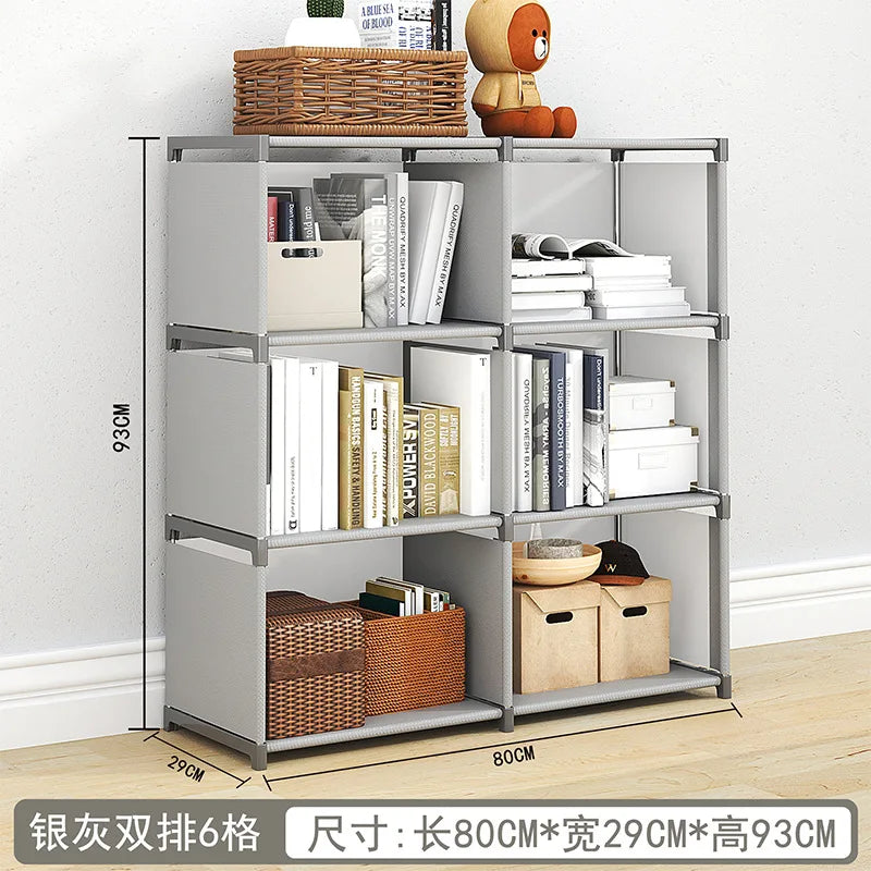 Estantería Simple de pie para el hogar, estante de almacenamiento de escritorio, estante de libros para niños, Combinación libre de múltiples capas