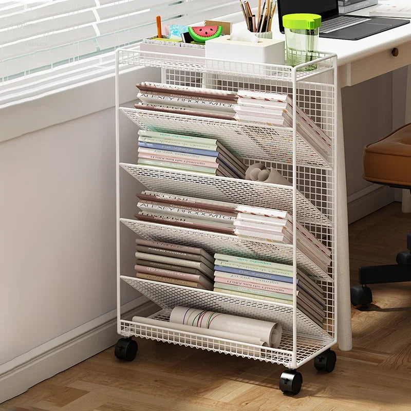 Children's Bookcases Floor Shelves Desk Side Simple Children's Movable Wheeled Book Storage Bookshelves Children's Furniture R